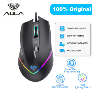 เมาส์สำหรับเล่นเกมส์ F805 AULA 6400 DPI เครื่องสำอาง Marco RGB สั่งการได้แบ็คไลท์ 7ปุ่ม โปรแกรมได้สำหรับคอมพิวเตอร์แล็ปท็อปพีซี