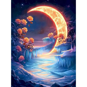 Acrylic Paint By Numbers Rose Moon Pattern Painting By Numbers on Canvas Coloring By Number for Adults Paint Digital Art