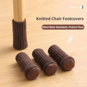 Knitted Chair Footcovers Fabric Table Chair Foot Mats Thickened Silent Noise-proof Dormitory Dining Table and Stool Cover Universal Type