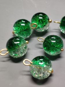 อุปกรณ์ตกแต่งสไตล์โบราณ DIY ลายดอกไม้แตกกระจาย แบบน้ำแข็งแตก ทรงกลม แก้วหยก สีเขียว ชิ้น กระดุมทองสำหรับชุดกี่เพ้า ขนาด ชุดฮั่นฝู มม รูทะลุ 1 ซม