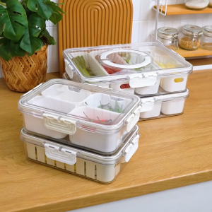 ( BISA COD ) PROMO Kotak Penyimpanan Makanan Storage Toples Box Persegi Kulkas Dengan Sekat Untuk Buah Sayur