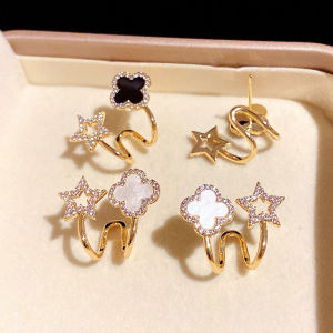 Discount Sale Elegant Four-leaf Clover Stud Earrings Light Luxury  Pentagram Earrings Aesthetic For Women  New Fashionable Party Jewelry Gifts Accessories Discount Sale