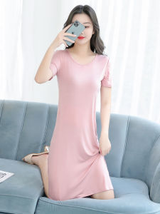 New 2025 Womens Modal Short Sleeve Sleepwear round Neck Thin Mid-Length Loose Home Clothes Summer Comfortable Dress