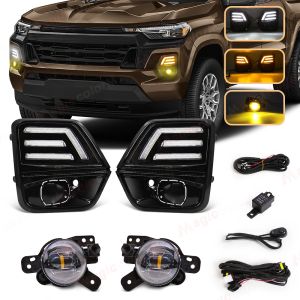 LED DRL Fog Lamps For Chevrolet Colorado WT LT Trail Boss Z71 2023 2024 2025 Daytime Running Lights Front Bumper Headlights 12V