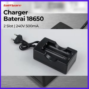 COD Taffware Charger Baterai 2 Slot 18650 Li-Ion 240V 500mA - MTLC-04200-1000