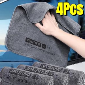4Pcs Grey Microfiber Car Cleaning Towel High Absorbency Lint-Free Auto Detailing Cloth Thicken Soft Auto Body Washing Towels