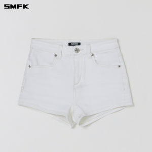 SMFK | High Waist Elastic Distressed Denim Shorts