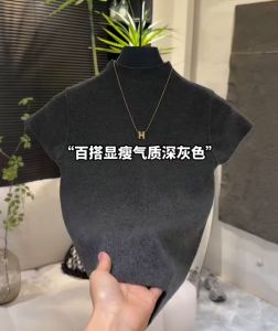 Korean Style Short Sleeve Stand Collar Slim Fit T-Shirt Womens Base Layer Shirt Beautiful Minimalist High End Feeling Autumn Wear