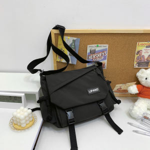 LIPANO Harajuku Dark Style Ins Nylon Crossbody Bag Street Snap Student Messenger Bag Casual Soft Zipper Closure Medium Size