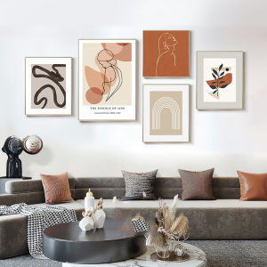 ภาพตกแต่งมืออาชีพสไตล์โมรานดี้ที่ใช้งานได้หลากหลายสำหรับห้องนั่งเล่น ภาพนิ่งที่ทำจากผ้าไนลอน วัสดุอื่นๆ ไม่มีกรอบ