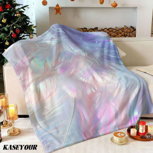 Beast Kingdom | Iridescent Feathers Winter Summer Flannel Blanket Throw Fleece Soft Fuzzy Plush Cozy Fleece Blankets for Sofa Ideal Gifts