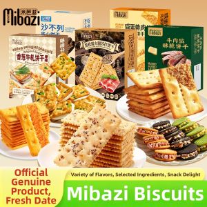 MIBAZI | Savory Egg Yolk Beef Filling Scallion Nougat Strawberry Chocolate Multiflavored Crispy Biscuits