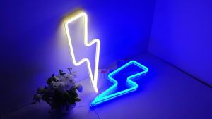 Neon Signs Lightning w Base LED Light Party Atmosphere Lighting Wall Lamp for Birthday E-sports Room Camping Home Decor