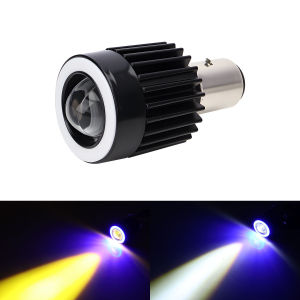 KEVANLY | 1PC Motorcycle LED Headlight Bulb With Lens Angel Eye White Yellow Dual Color Hi Lo Beam Motorcycle Front Headlamp Plug and Play