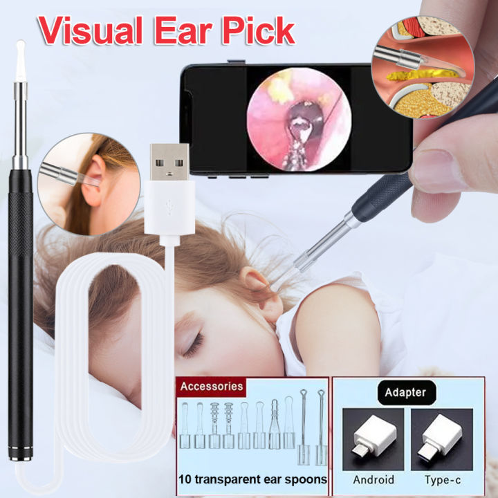Endoscope camera earpick with camera hd visual ear mouth nose otoscope