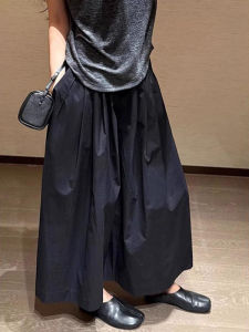 Loose Wide Leg Cropped Pants for Women Summer NewStyle Casual Loose Sensation Black Elastic Waist Lazy Style Trousers