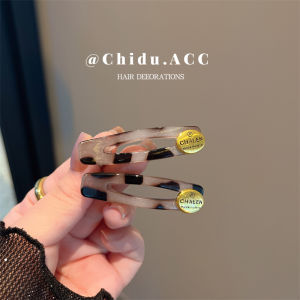 Acrylic Amber Leopard Print Button Duckbill Hair Clip Womens New 2024 High End Forehead Edge Hair Clip Fashionable Hair Accessories