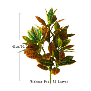 24-41cm Fake Croton Plants Artificial Tropical Codiaeum Tree Branch Plastic Oak Leafs Realistic Ficus Tree For Home Garden Decor