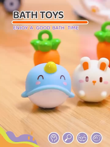 Baby Cute Animals Bath Toy LED Light Up Toys Swimming Water Soft Rubber Float Induction Luminous Duck for Kids Play Funny Gifts