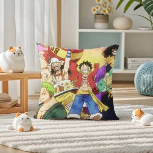 Bandai | One Piece Roronoa Zoro Anime Plush Pillow Cover Soft Short Plush Cushion Cover For Sofa Bedroom Home Decor Gift Decoration