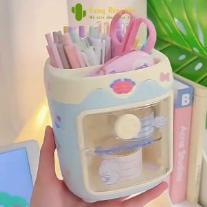 Ống Đựng Bút Viết Hình Mũi Heo Để Bàn Dễ Thương Tiện Dụng Cho Bàn Học Làm Việc (Tặng Kèm Sticker ) Xương Rồng Nhỏ