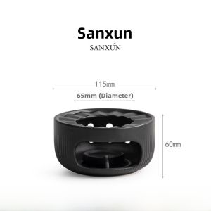 Home Use Ceramic Tea Pot Candle Heated Tea Warmer Base Zen Style Vintage Chinese Brand San Xun Photography Original Handmade