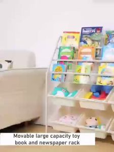 Kids Toy Organizer Storage Rack Book Organizer Storage With Basket Bins Childrens Bookshelf Storage Bookshelf Easy Access Rack Storage