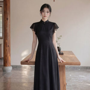 Vintage Elegant Slimming Black Cheongsam