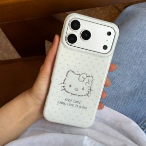 Sanrio | Fashion Cute Polka Dot Sanrio Hello Kitty Case For iphone 17 16 15 ProMax 17 Shockproof Protective Acrylic Hard Back Phone Cover