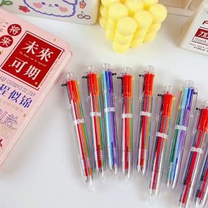 Multicolor Ballpoint Pen Multifunction 6 In1 Colorful Ball Pens Creative Stationery 6