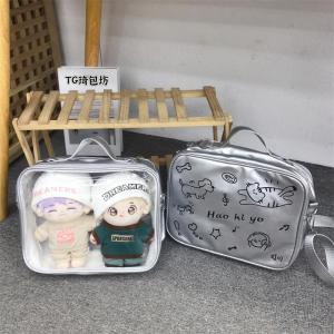 กระเป๋าสะพายข้างผ้าฝ้ายลายสุนัข 20 ซม. กระเป๋าสี่เหลี่ยมเล็กแบบลำลองสำหรับเดินทาง กระเป๋าสะพายไหล่ข้างเดียวและสองข้าง