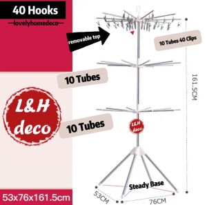 3 Tier Stainless Steel Foldable Drying Rack Ampaian Foldable Wardrobe Clothes Towel Hanger Rak Penyidai 晾衣架