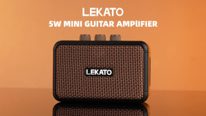 LEKATO AG-04 Mini Guitar Amplifier Rechargeable with Clean Overdrive Effects Dual Speakers Bass Guitar Amplifier