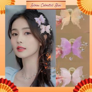 Kẹp Tóc Mái Càng Cua Mini Nơ voan Hồ Điệp Hottrend Khí Chất Tiểu Thư Nội Địa Trung - Salmon Shop