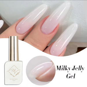 ZH 12ml Milky Jelly White Gel Nail Polish Translucent Semi Permanent Soak Off UV LED Gel Varnish Manicure Nail Ar