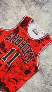 Jersey Rukawa Shohoku #11 SLAM DUNK ANIME MERAH CUSTOM RED - Swingman Bola Basket NBA Baju Kaos T-Shirt Tshirt Atasan Costum Kostum Custom Sakuragi Hanamichi
