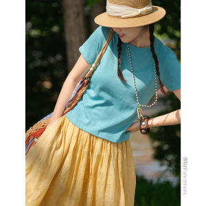 XIAOER | Custom Texture Snow Cotton Double-layered Hem Regular Fit Short Sleeve T-Shirt 200g