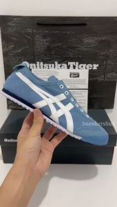 Sepatu 0nitsuka Tiger Mexico66 Slip On Blue Heaven BNIB 100% Realpict