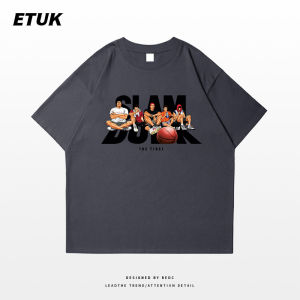 Casual American Style Basketball Print Loose Fit Cotton T-Shirt Short Sleeve Youth Fashion Summer High Street Pure Cotton Tee Shirt