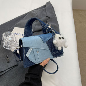 Versatile Denim Crossbody Bag Fashionable Single Shoulder Commuter Small Square Bag Universal Womens Bag Design Trend