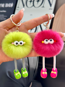 Cute Rex Rabbit Fur Long Legs Ugly and Cute Small Briquette Car Key Ring Pendant Stuffed Doll Schoolbag Bag Charm Gift
