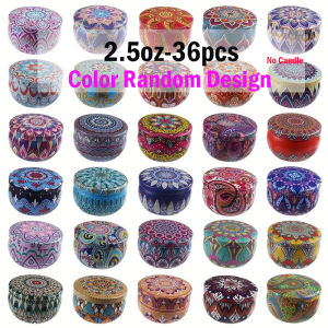 12/24/36 Printed Candle 2.5oz Jars with Lids DIY Round Empty Containers Assorted Patterns Randomly Sent for Candle Manking