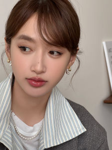 925 Silver Needle Double Color Waterdrop Earrings Womens One Two Wear Metal Ear Studs Unique Design High-End Sensation Ear Jewelry