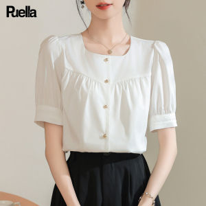 puella | Fashionable Versatile White Square Neck Shirt
