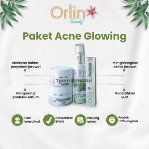 Paket Acne Glowing Orlin Beauty mempercepat pengeringan jerawat ringan dan meradang /bpom