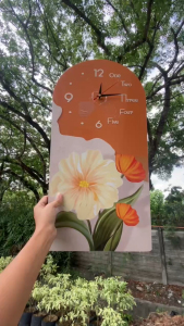 NORDIC LUXURY ORANGE FLOWER WALL CLOCK HOME DECORATION EDGE