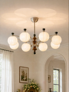 FANCY LAMP CLUB | Bamboo Joint Chandelier Antique French Style Wooden Living Room