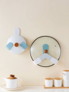【Hania】1 PCs Pot Lid Holder Adjustable Wall-Mounted Home Kitchen Storage Organizer Rotatable Hooks Pan Cover Rack