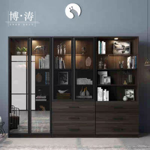 Accessible Luxury Post-Modern Scandinavian Internet Celebrity Solid Wood Bookcase Display Free Combination Bookshelf Ornament Office Glass Door Bookcase