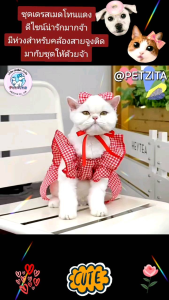 🇹🇭พร้อมส่ง🇹🇭 เดรสลายน่ารัก แต่งโบว์ for สุนัข หมา แมว หมาอ้วน